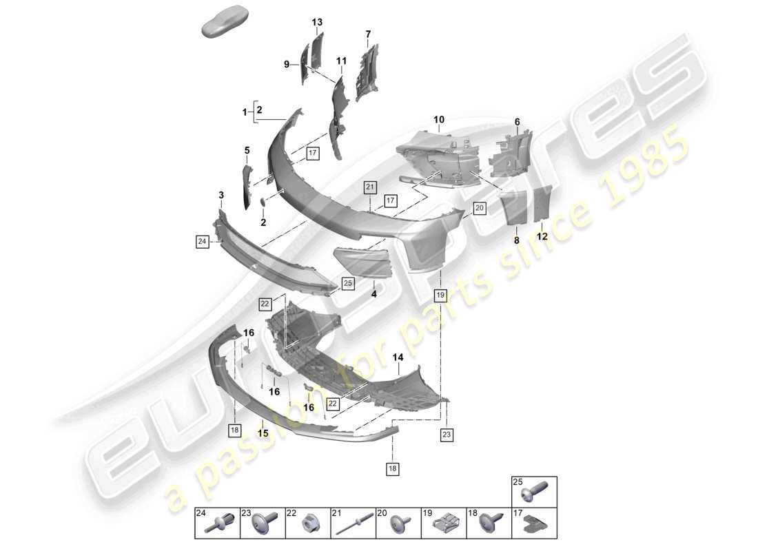 porsche 2025 (992-2 gt3) bumper front gt3 parts diagram
