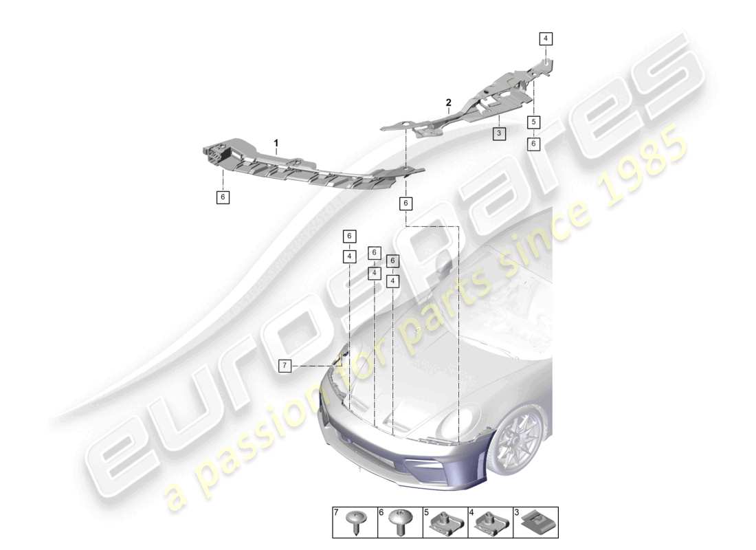porsche 2025 (992-2 gt3) bumper fasteners parts diagram