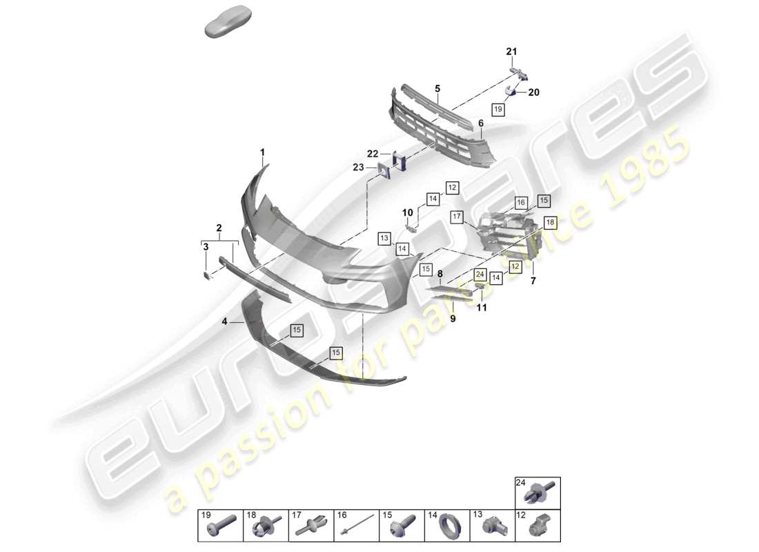 porsche 2025 (panamera 976) bumper front parts diagram