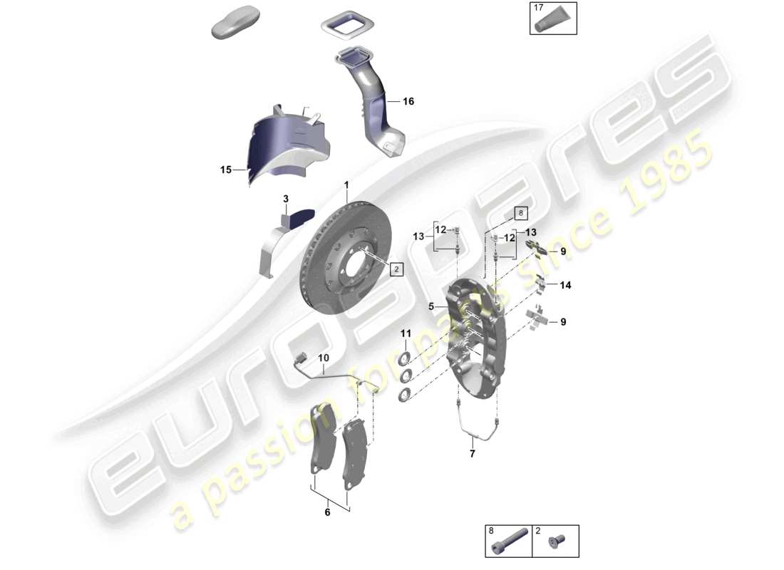 porsche 2026 (718 boxster spyder) disc brake front axle part diagram