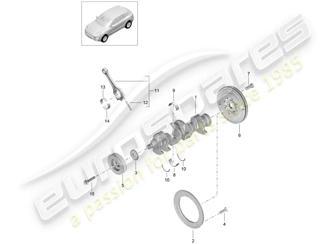 porsche 2014 (macan) crankshaft conrod parts diagram
