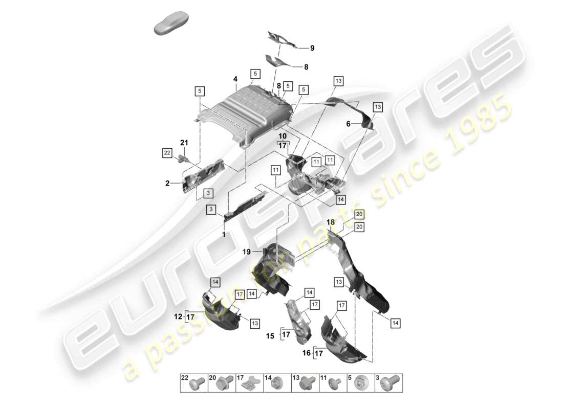 porsche 2021 (panamera 971-2) exhaust system heat insulation air guide channel part diagram