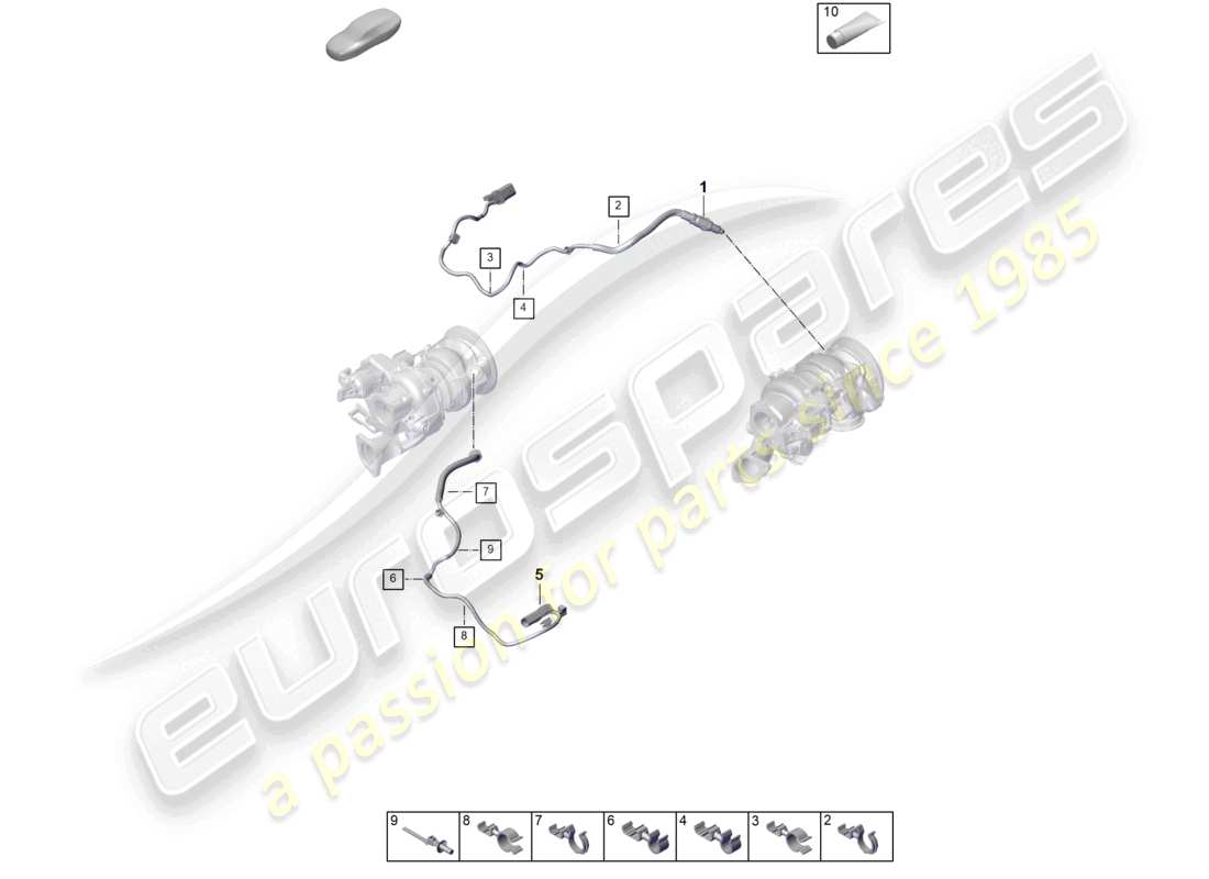 porsche 2025 (panamera 976) exhaust gas turbocharger lambda probe parts diagram