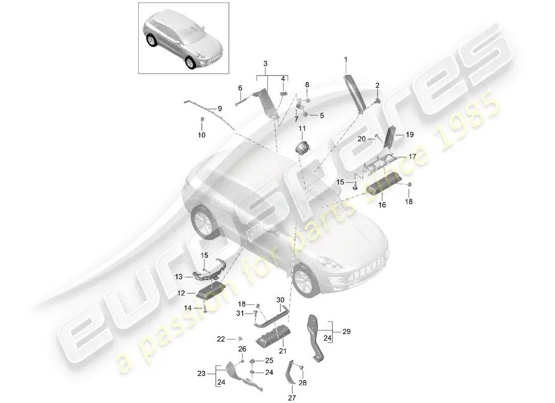 porsche 2014 (macan) airbag parts diagram