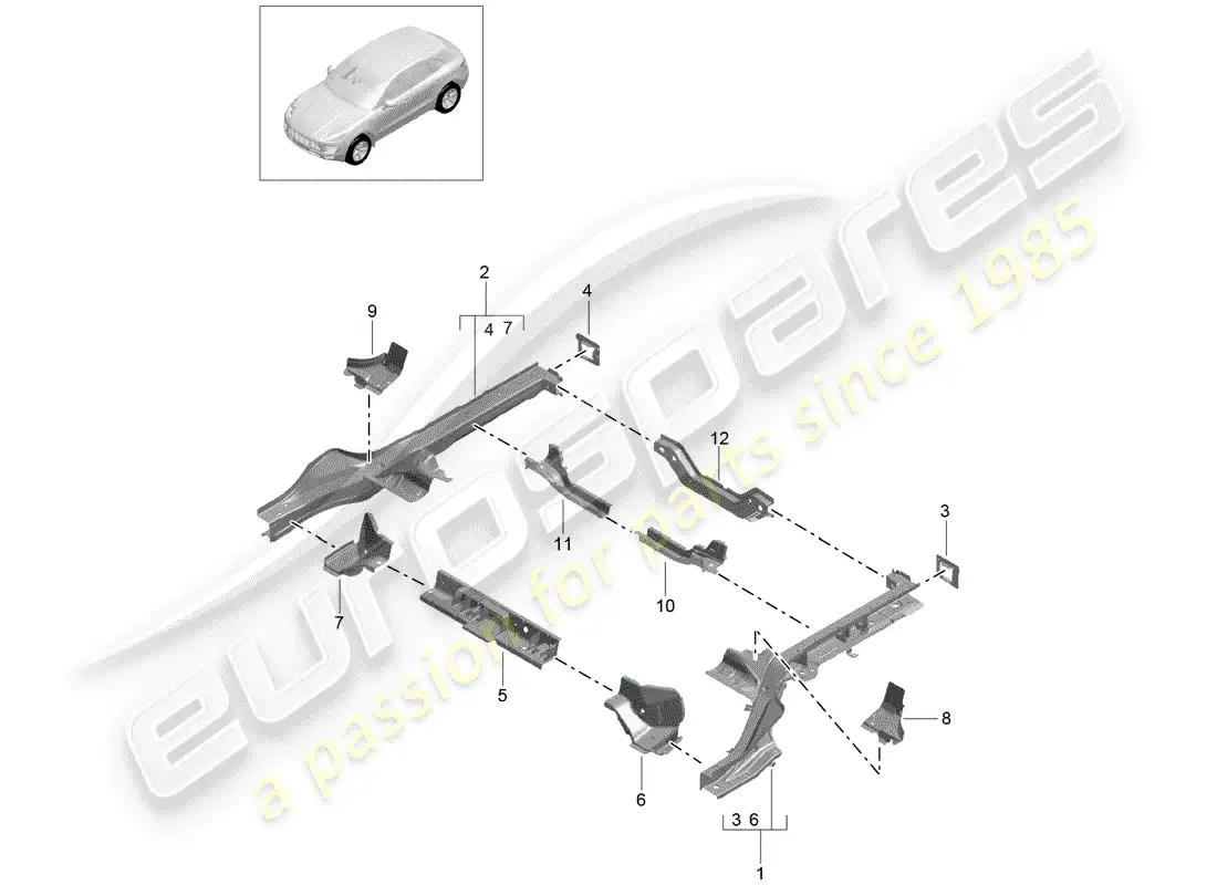 porsche 2014 (macan) frame parts diagram