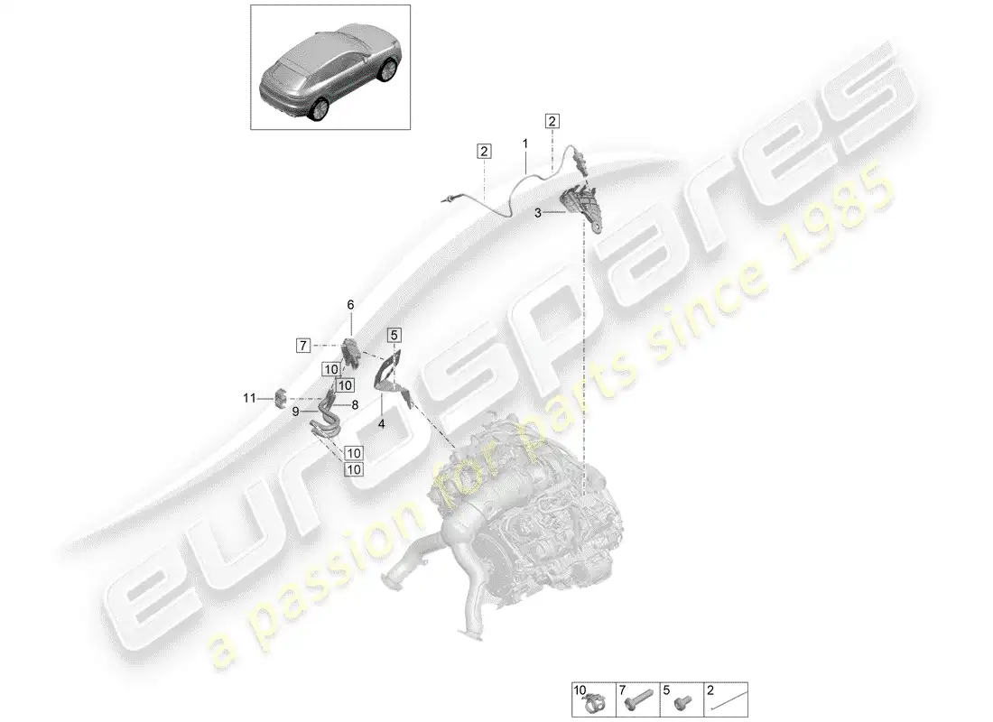 porsche 2020 (macan) pressure difference sender exhaust gas temperature sender for vehicles with a petrol particulate filter parts diagram