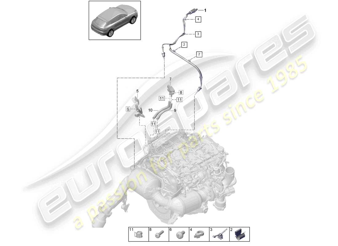 porsche 2026 (macan) pressure difference sender exhaust gas temperature sender for vehicles with a petrol particulate filter part diagram