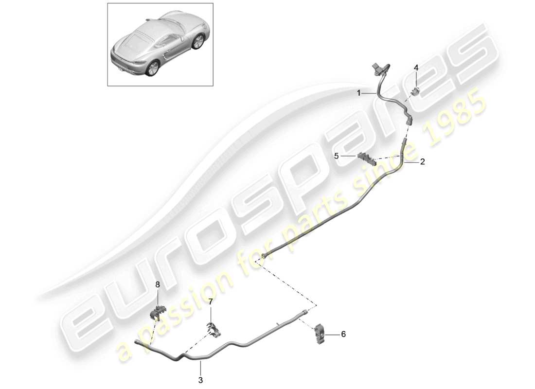 porsche 2022 (718 cayman) vacuum line front brake servo center rear part diagram