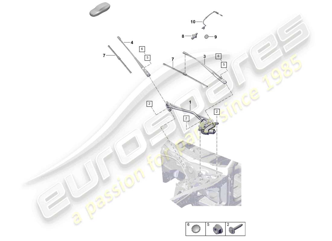 porsche 2024 (panamera 976) windscreen wiper system, compl rain sensor part diagram
