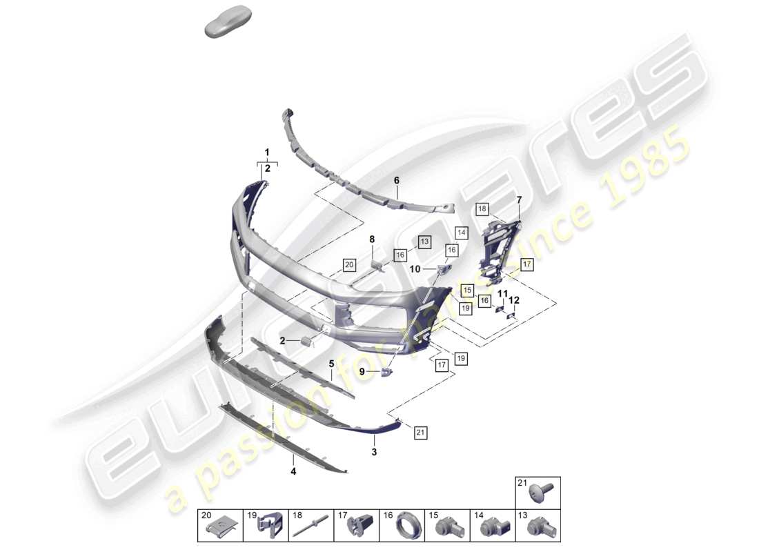 porsche 2024 (cayenne e3 pa) bumper front part diagram