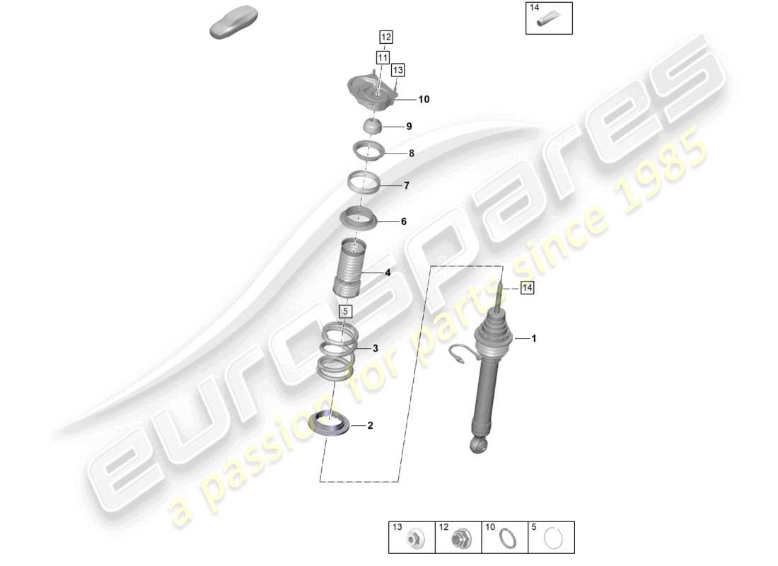 porsche 2025 (992-1 gt3/rs/st) suspension shock absorbers parts diagram