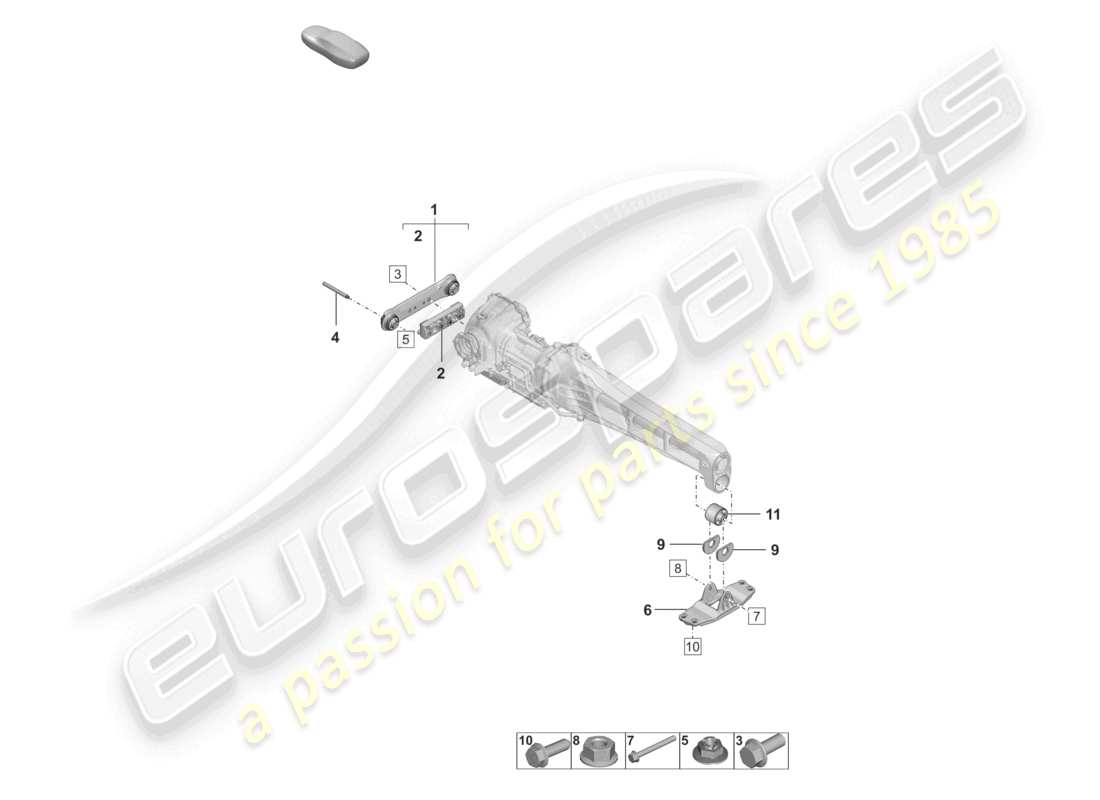 porsche 2025 (992-2) mounting parts for front axle differential parts diagram