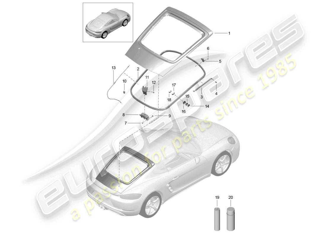porsche 2024 (718 cayman) cover rear parts diagram