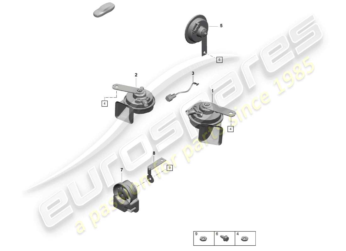 porsche 2020 (718 cayman gt4) fanfare signal horn alarm system part diagram
