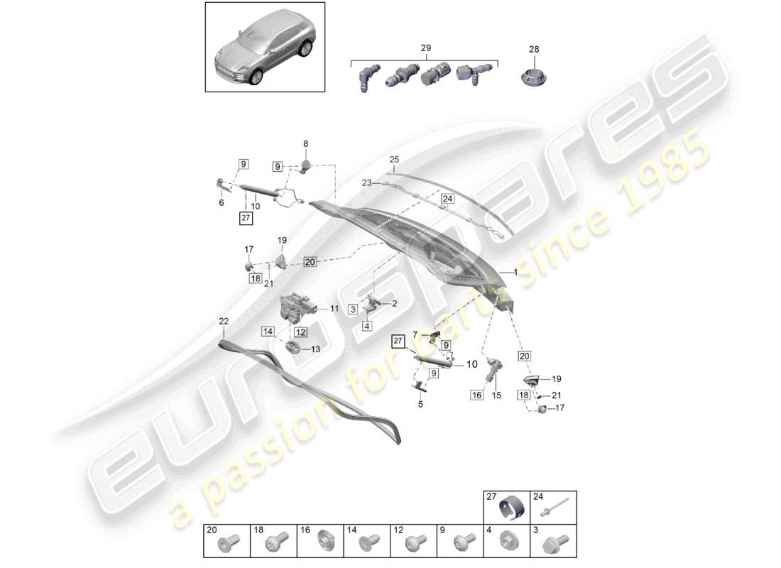 porsche 2021 (macan) rear lid part diagram