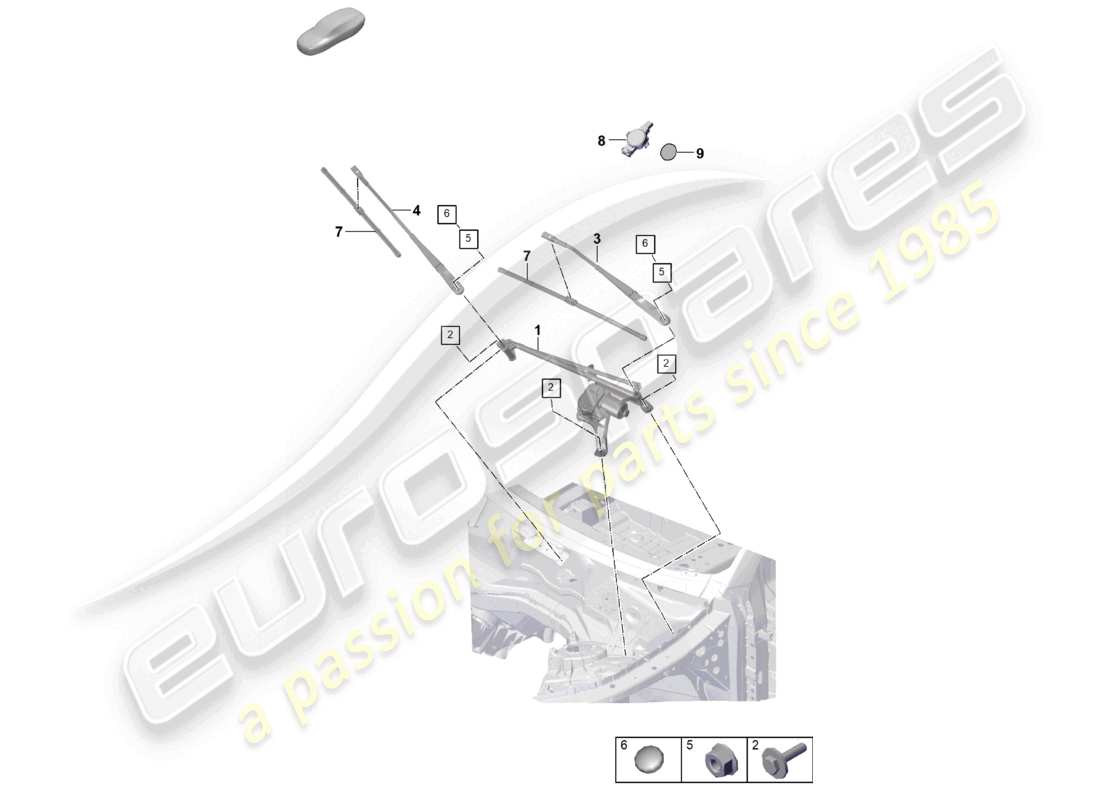 porsche 2023 (cayenne e3 pa) windscreen wiper system, compl rain sensor part diagram