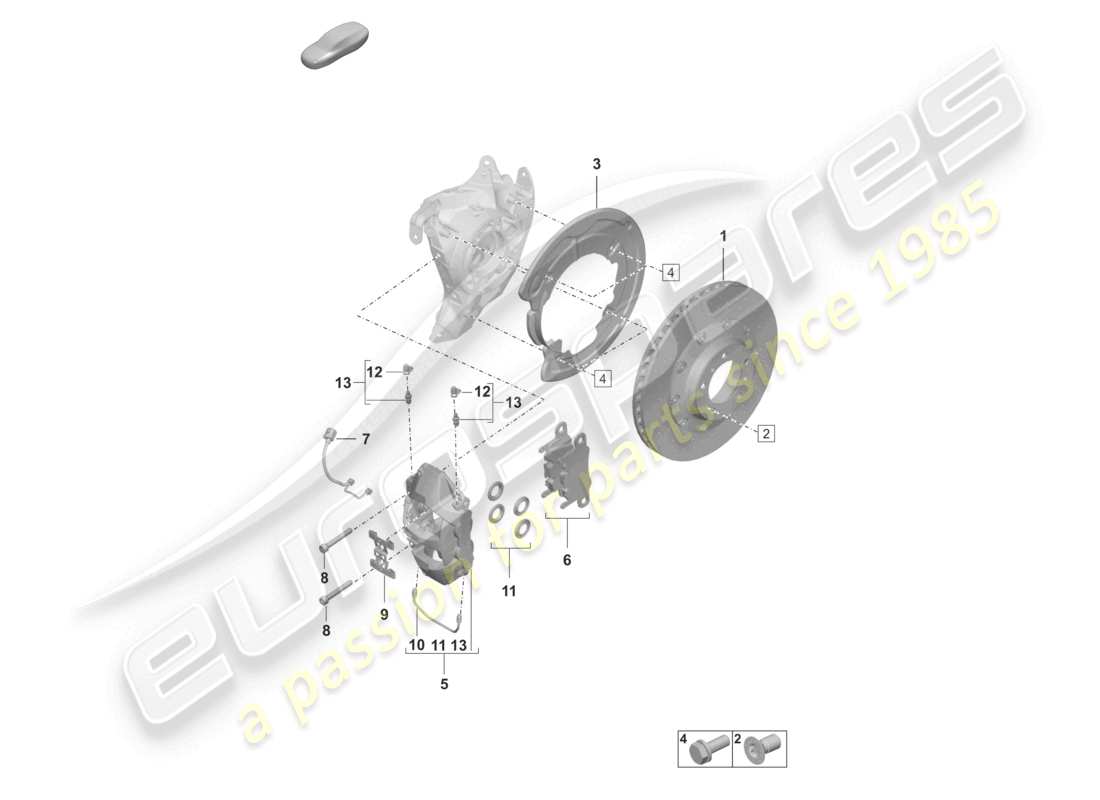 porsche 2024 (992-2) disc brake basic rear axle part diagram