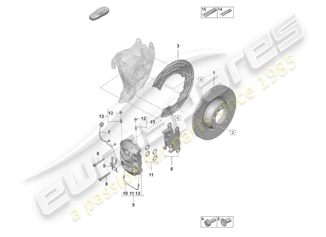 porsche 2023 (992-1) disc brake 17 rear axle black parts diagram