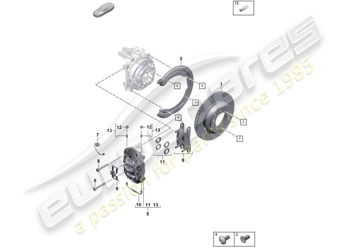 porsche 2026 (cayenne e3 pa) disc brake basic rear axle part diagram
