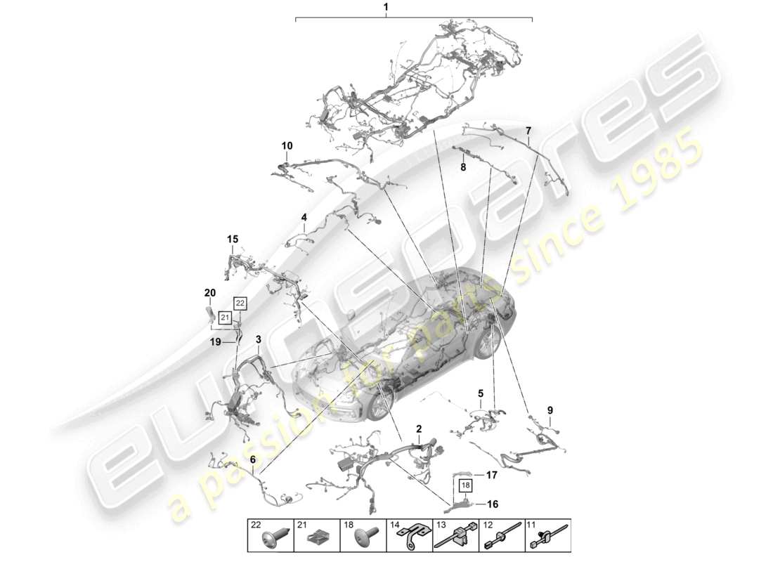 porsche 2021 (panamera 971-1) wiring looms passenger compartment and part section wiring harness part diagram