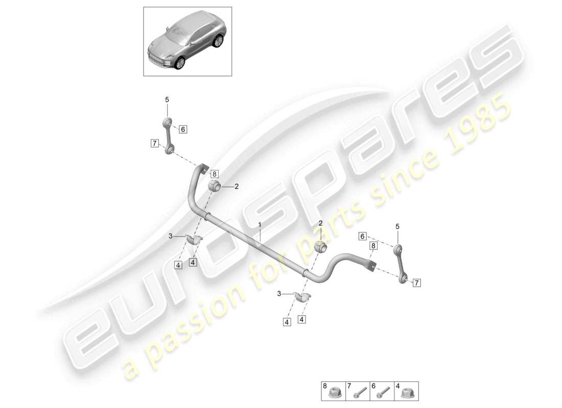 porsche 2021 (macan) anti-roll bar part diagram