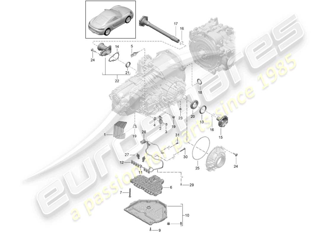 porsche 2024 (718 cayman) - pdk - gearbox individual parts parts diagram