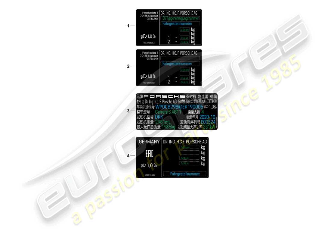 porsche 2026 (718 boxster spyder) signs/notices d - mj 2022>> part diagram