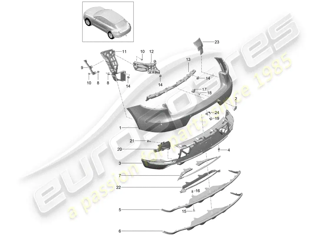 porsche 2014 (macan) bumper rear parts diagram