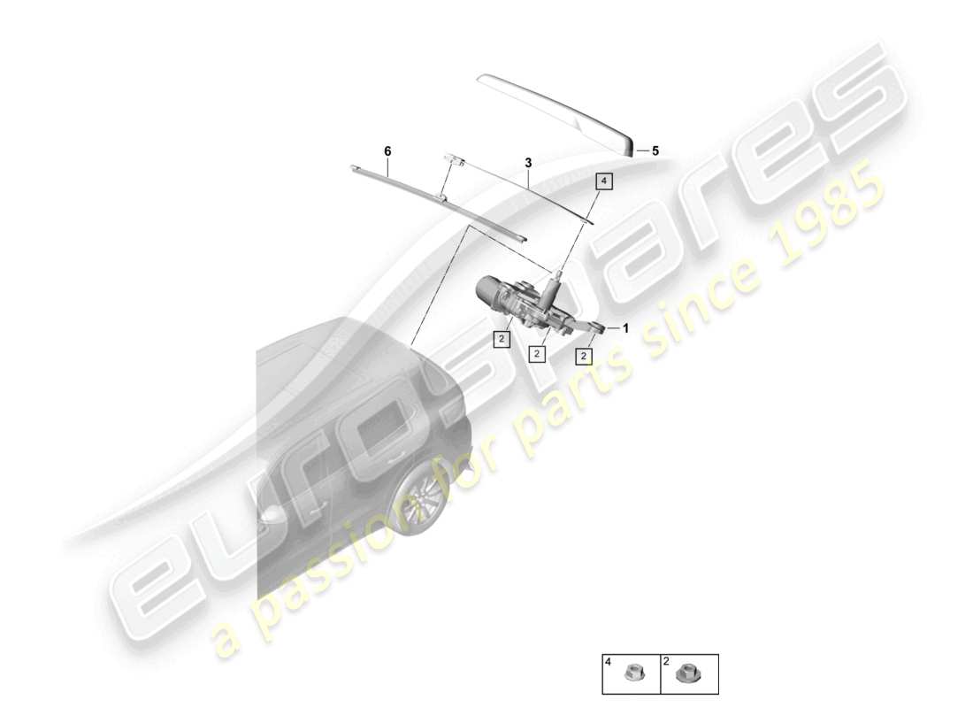 porsche 2021 (cayenne e3 9ya/9yb) rear window wiper part diagram