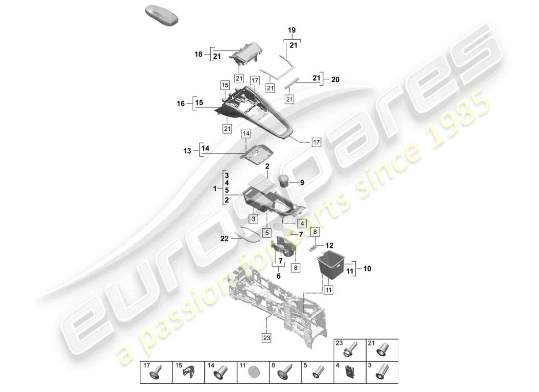 porsche 2025 (macan-e) centre console upper part diagram