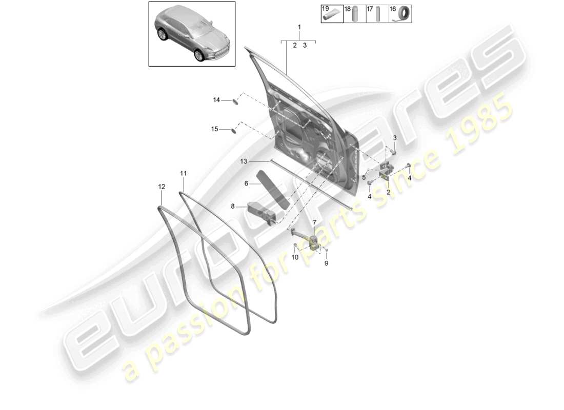 porsche 2023 (macan) door shell front accessories part diagram