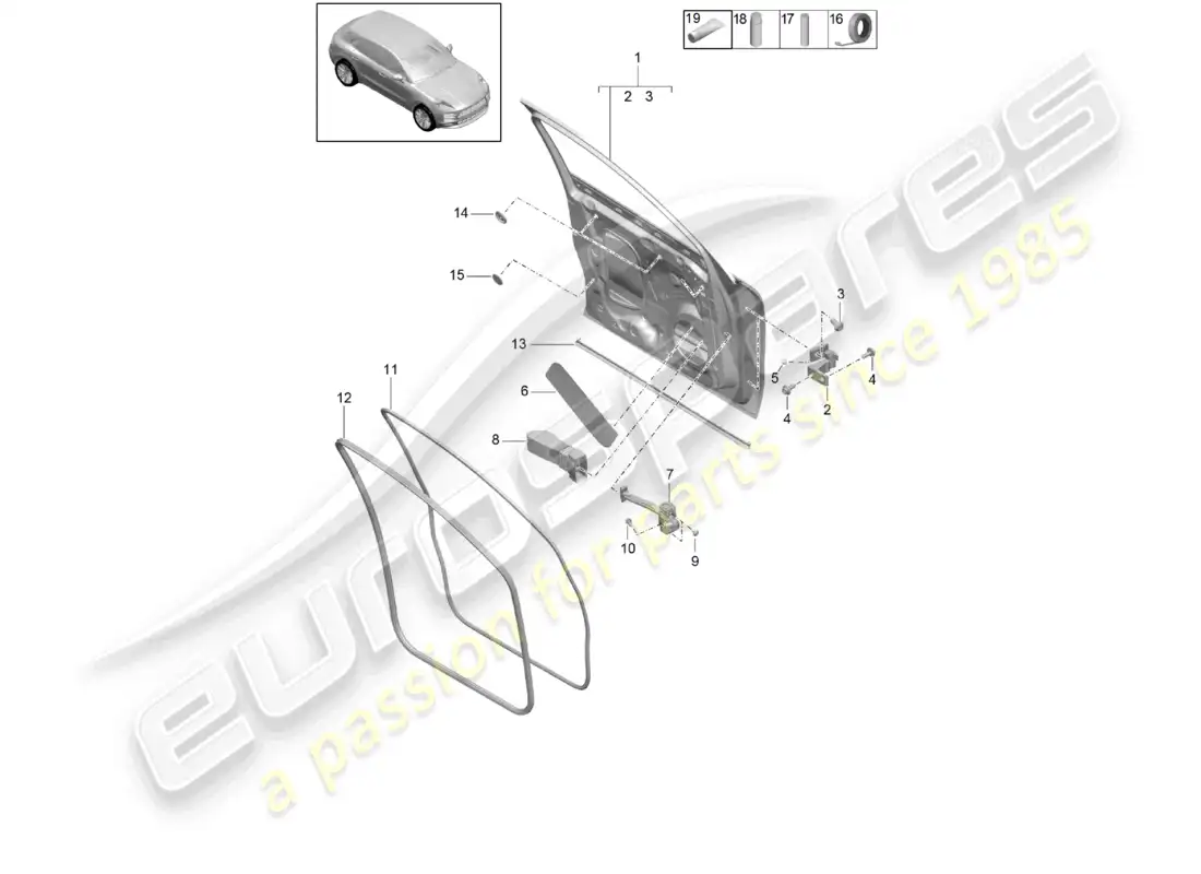 porsche 2020 (macan) door shell front accessories parts diagram