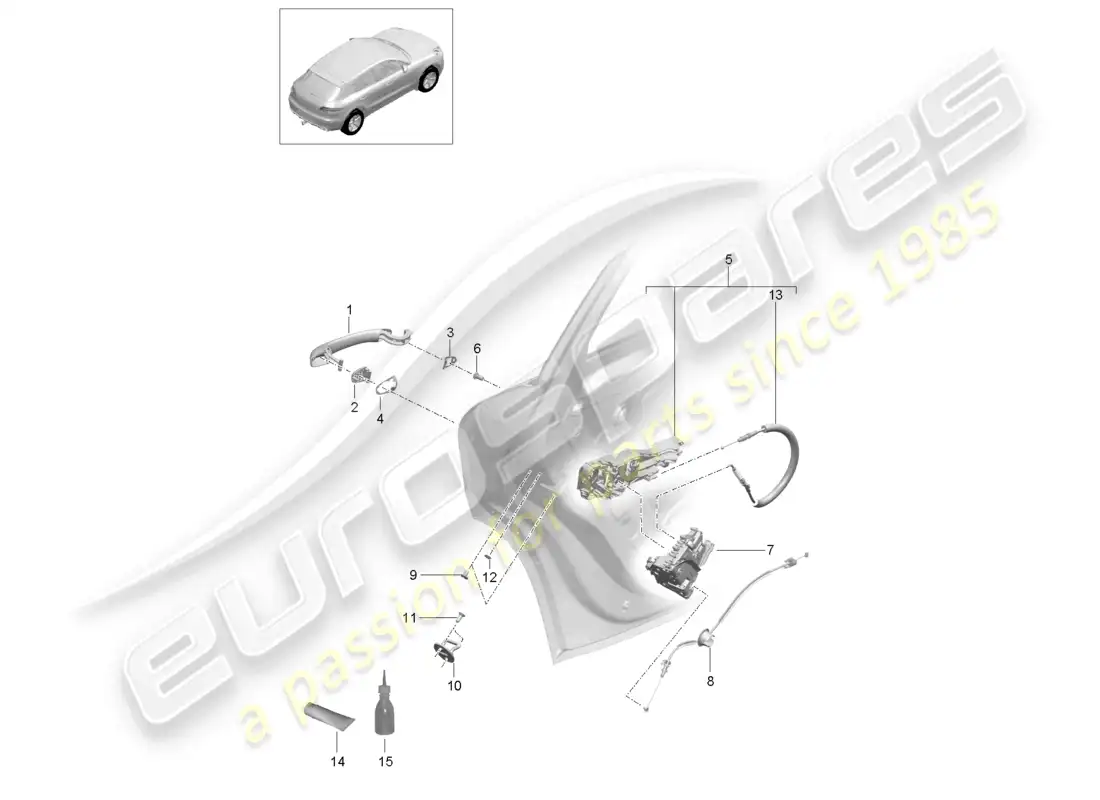 porsche 2014 (macan) door handles rear door lock parts diagram