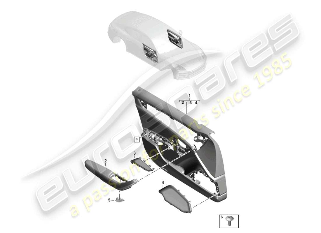 porsche 2025 (panamera 976) door panel front doors leatherette/leather parts diagram