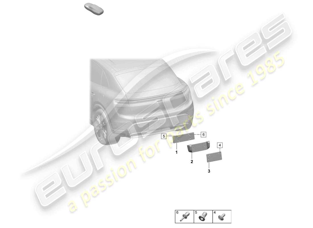 porsche 2025 (macan-e) licence plate holder rear part diagram