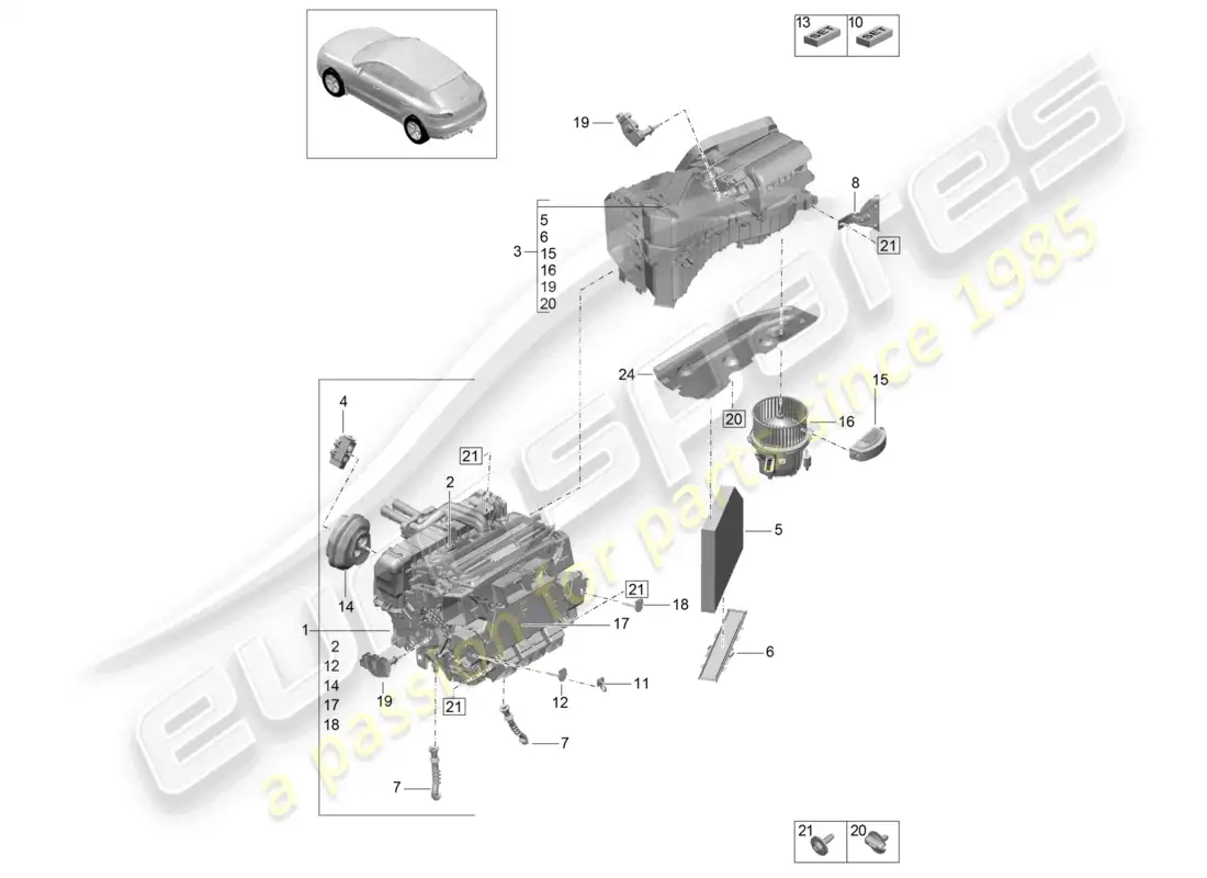 porsche 2014 (macan) air conditioning parts diagram