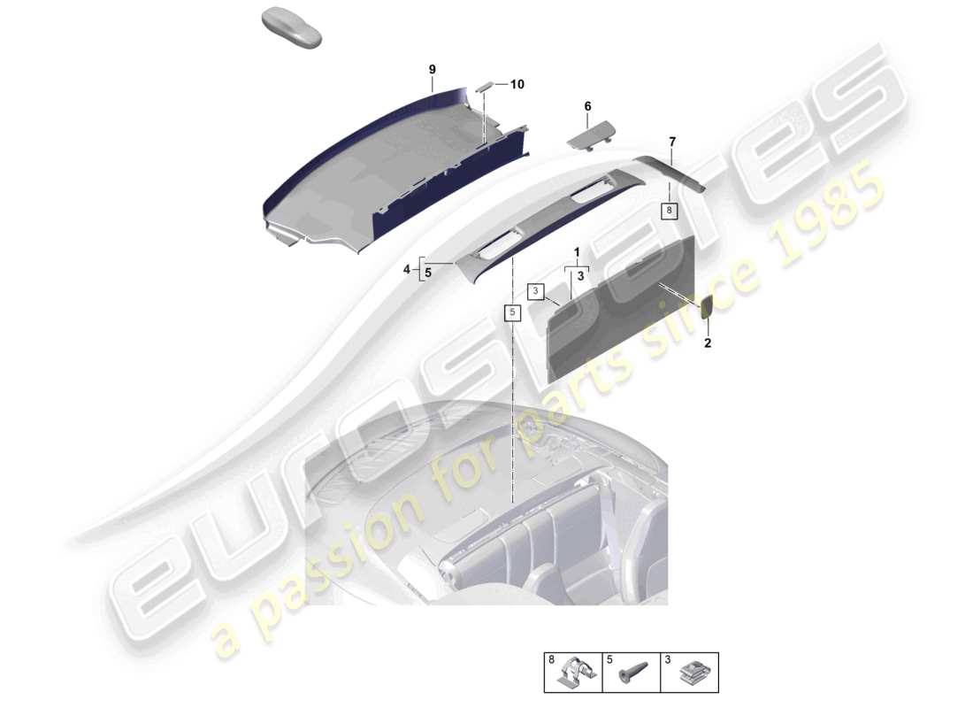 porsche 2024 (992-2) trim rear rear panel trim part diagram