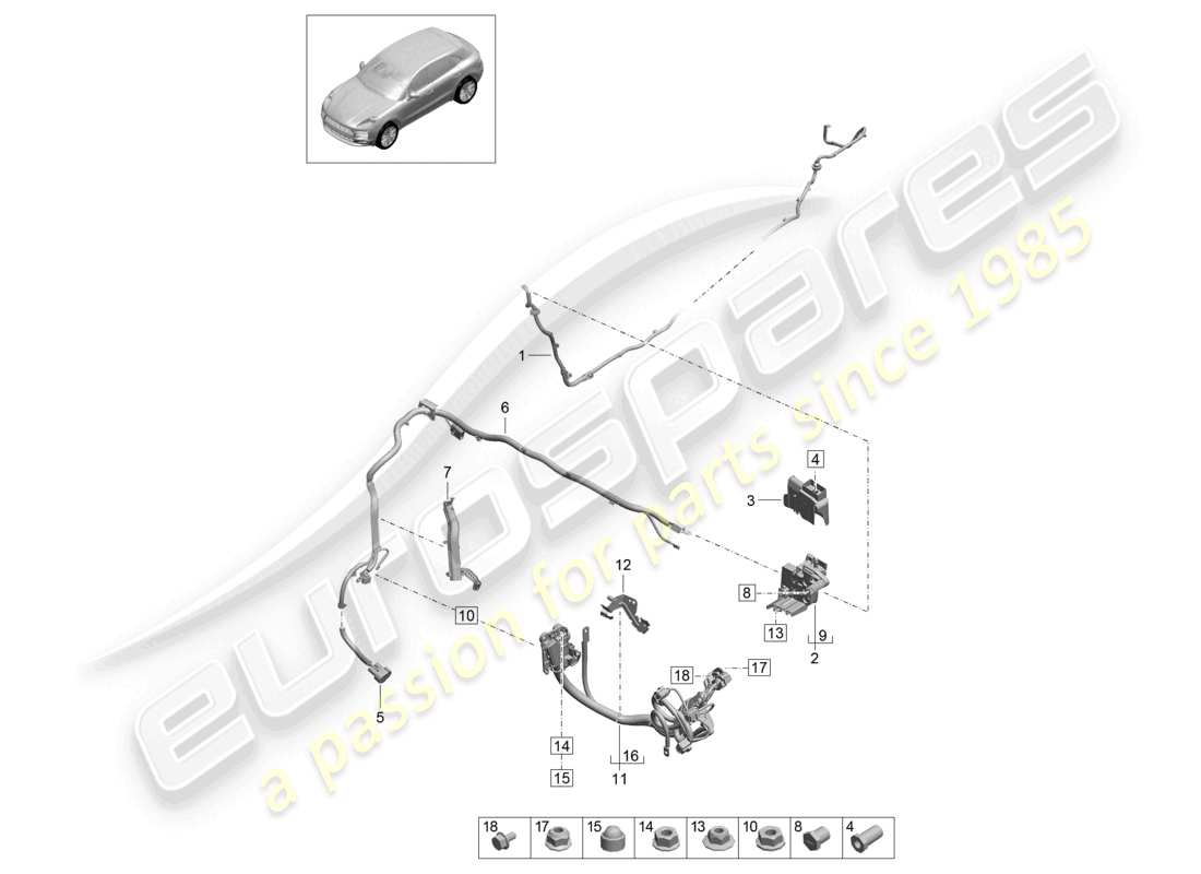 porsche 2026 (macan) wiring harness for battery + and slave lead socket wiring harness for battery +, starter, alternator, and earth wire part diagram
