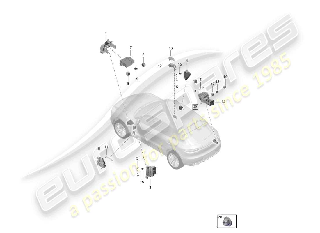 porsche 2023 (macan) fuse box relay plate part diagram