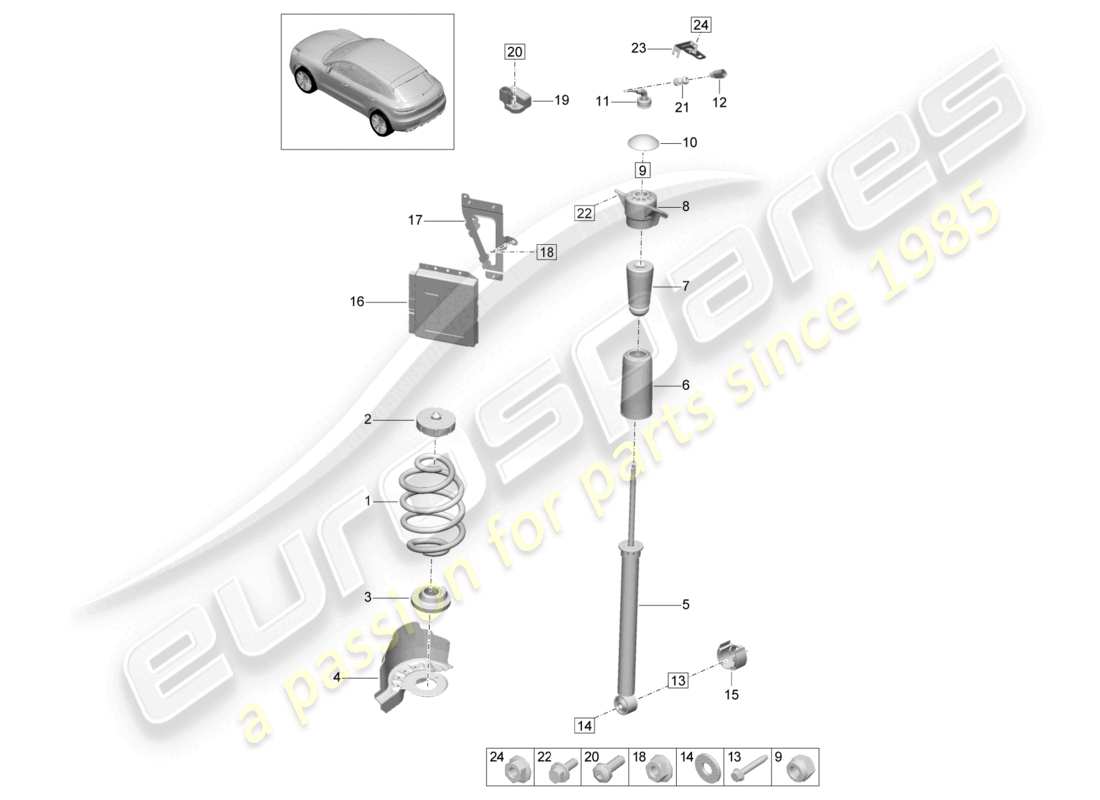 porsche 2025 (macan) steel spring suspension basic part diagram