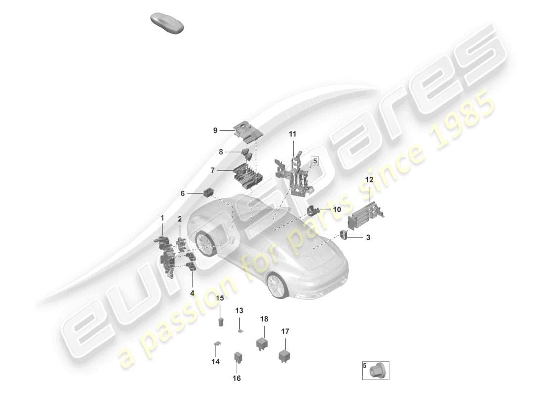 porsche 2023 (992-1) central electrics dashboard parts diagram