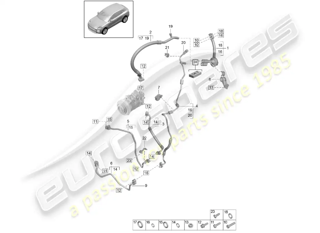 porsche 2020 (macan) refrigerant circuit r1234yf coolant parts diagram
