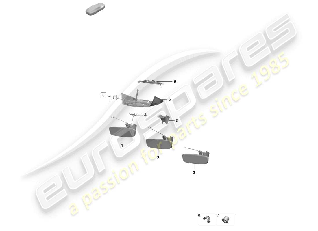 porsche 2025 (macan-e) interior mirror rain sensor accessories part diagram