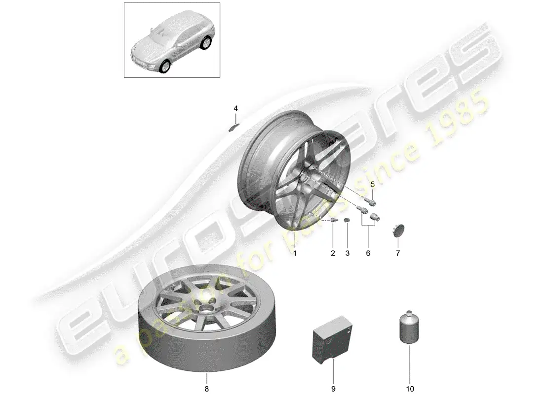 porsche 2014 (macan) wheels/tyres parts diagram