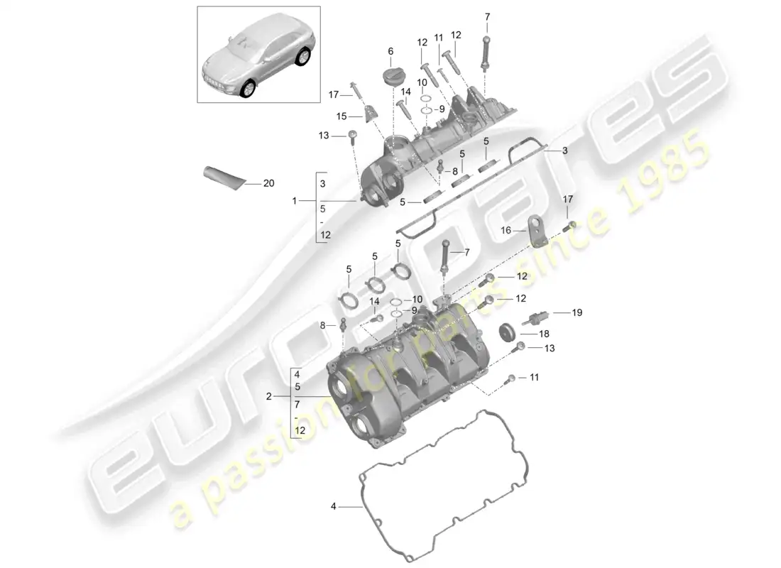 porsche 2014 (macan) valve cover parts diagram