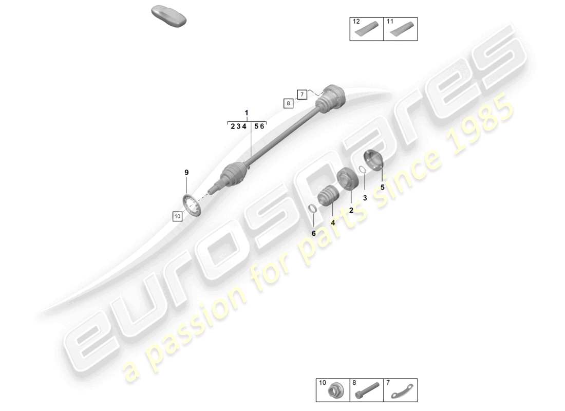 porsche 2025 (992-2 turbo / s) drive shaft front axle parts diagram