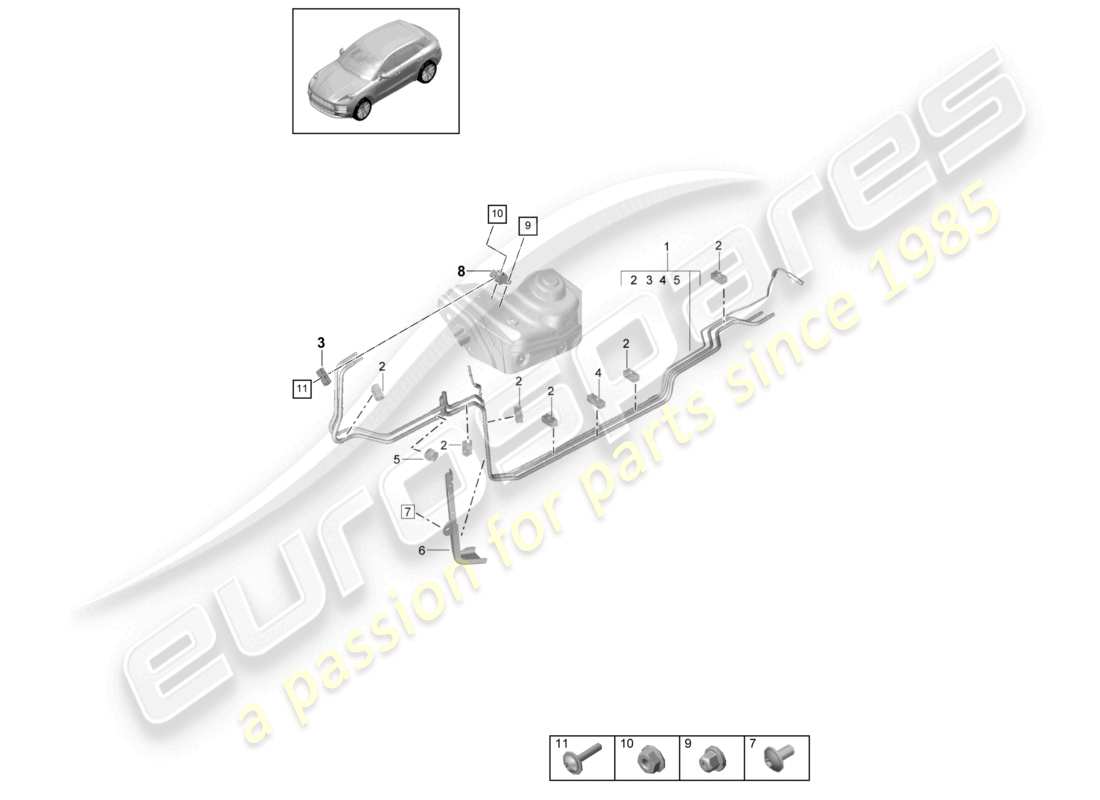 porsche 2026 (macan) fuel system fuel line underbody part diagram