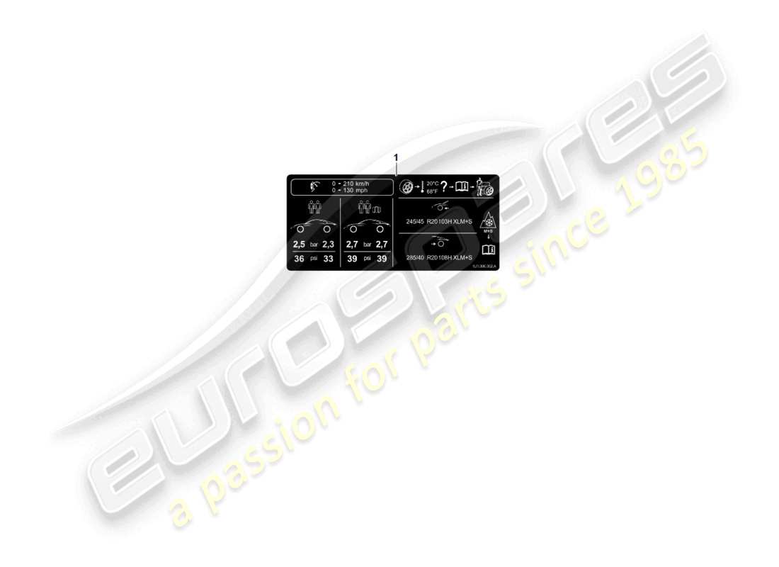 porsche 2023 (taycan 9j1-1) data plate for tyre pressure d - 11.08.2021>> parts diagram