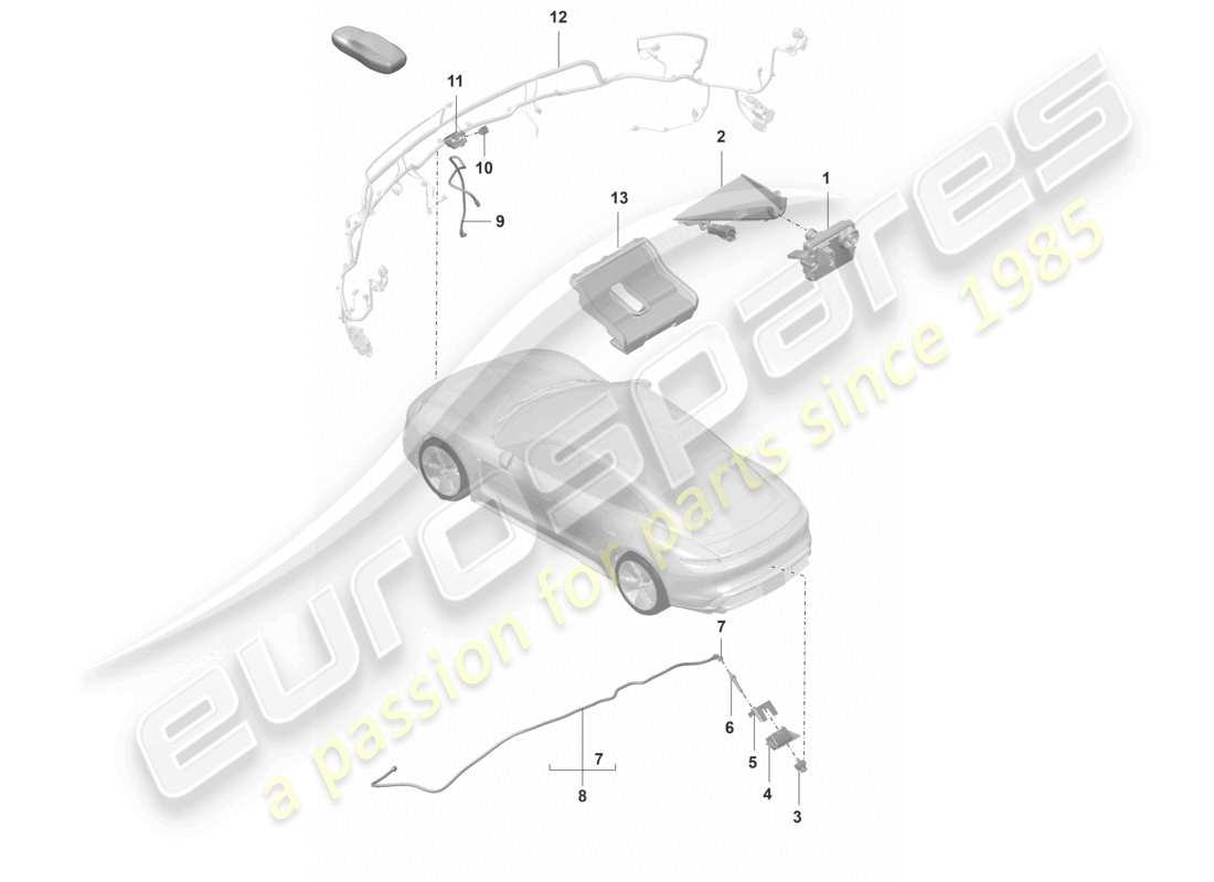 porsche 2023 (taycan 9j1-1) front camera for driver assistance programs reversing camera real top view parts diagram