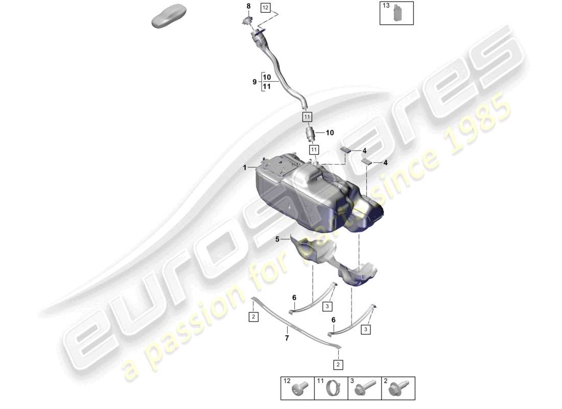 porsche 2025 (992-2) fuel tank additive parts diagram